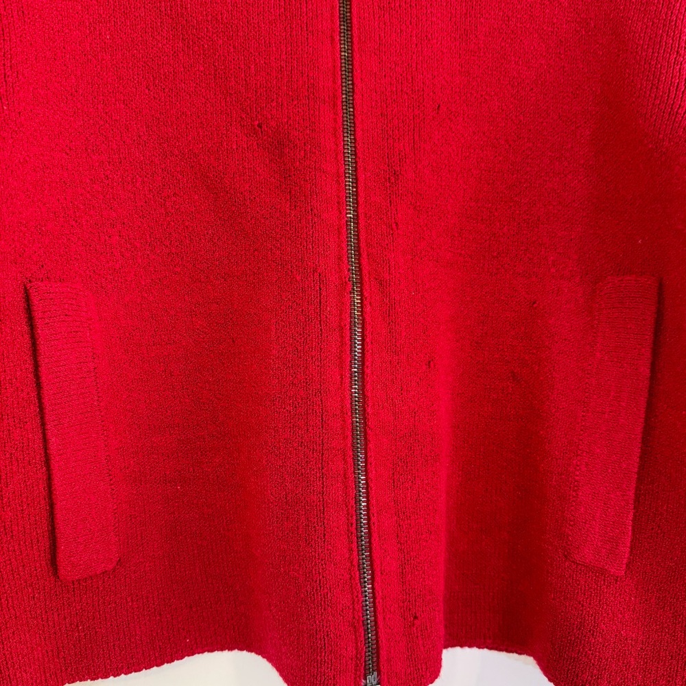 Vintage 1980s Margaret O’Leary Women Red Wool Zip Front Knit Jacket Size 2 - Picture 5 of 11